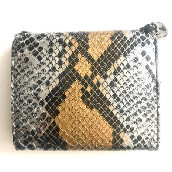 Rare Stella McCartney Metallic Silver & Gold Python Falabella Small Flap Wallet✨ - Picture 2 of 11